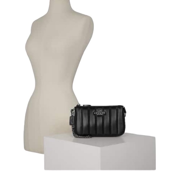 COACH Nolita 19 Soft Nappa Leather with Linear Quilting & Gunmetal Chain - Black - Picture 15 of 16